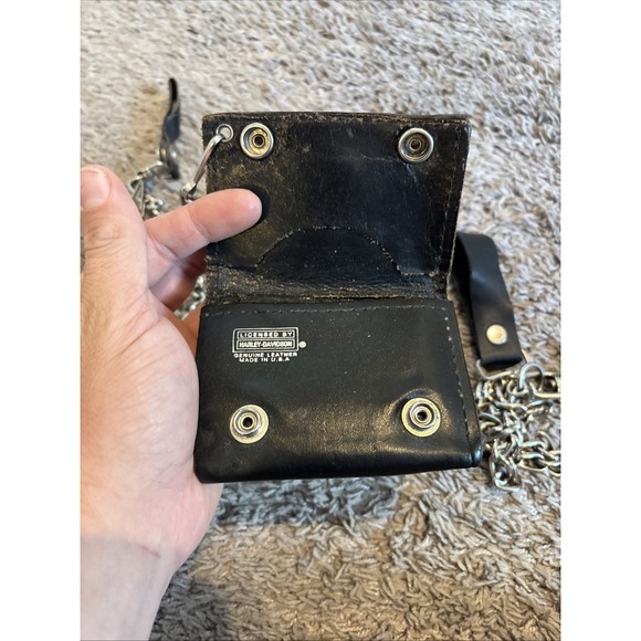 Vintage Harley Davidson Leather Chain Wallet Made In The USA - Picture 11 of 13